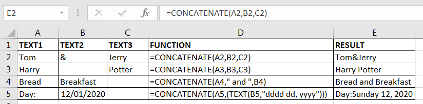 concatenate function screenshot